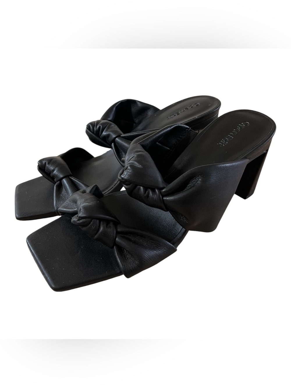 Open Edit Edleona Black Knotted Strap Square Toe Block Heel Sandals Size 8.5M